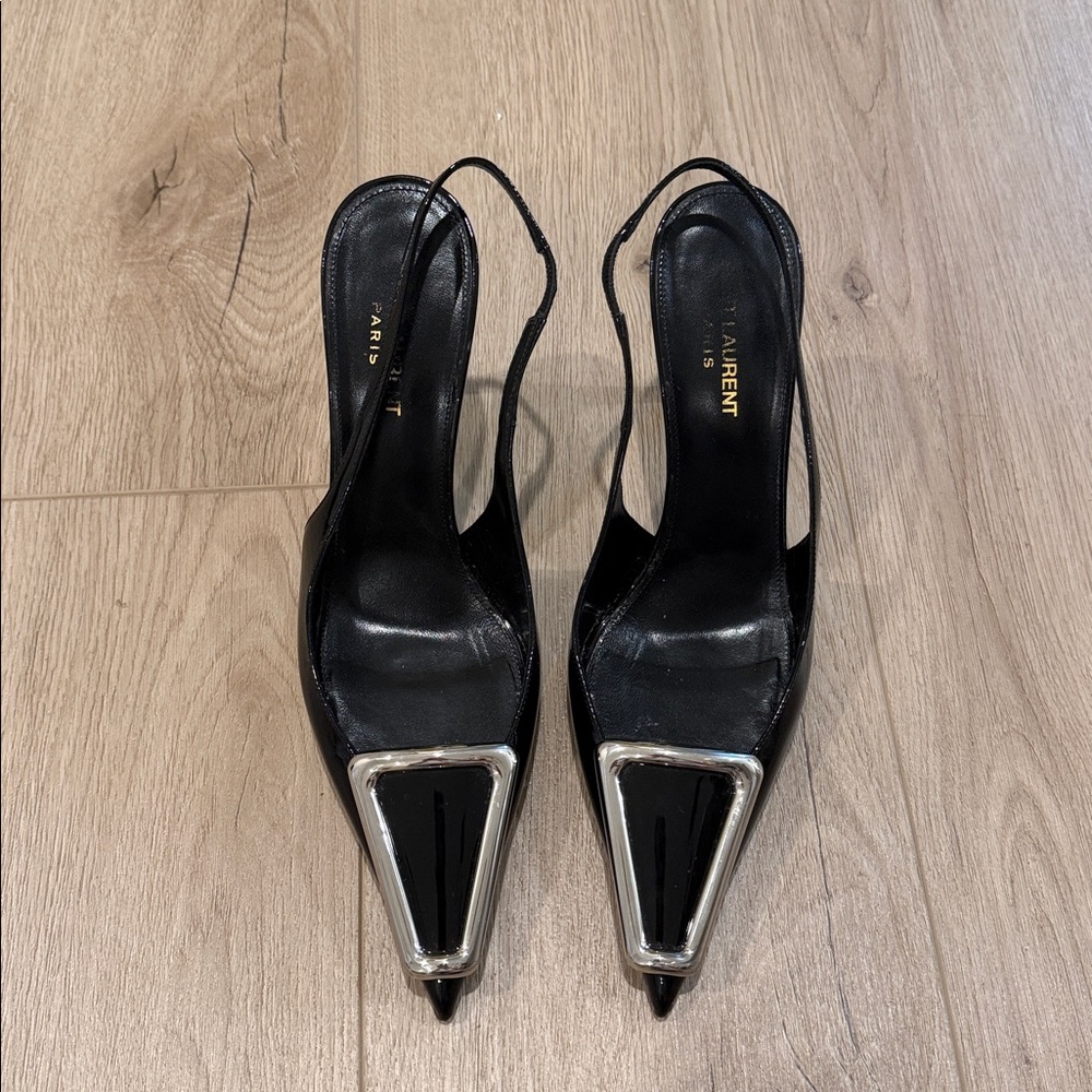 Saint Laurent Avenue Black Slingback Heels